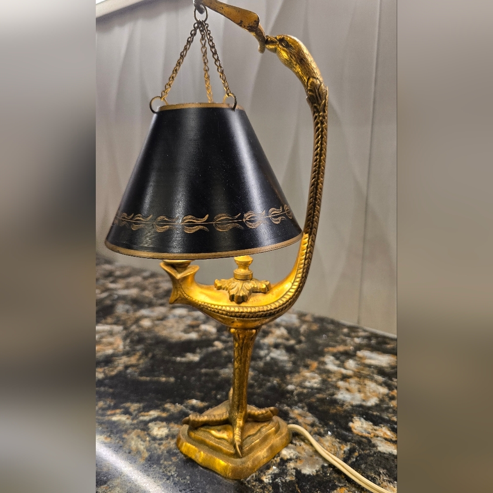 Italian Grand Tour Style Gilt Bronze & Tole Lamp RARE VINTAGE COLLECTIBLE - Picture 1 of 7